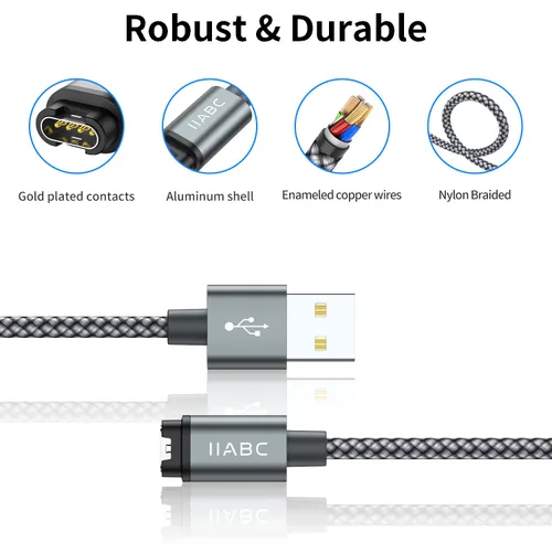 Vista 5 de IIABC Cable de carga compatible con Garmin Watch, paquete de 2 cables de carga USB de 3.3 pies para Garmin Fenix 5 5S Plus 6 6S 6X Pro 7 7S 7X