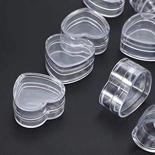 Vista 2 de 60 frascos vacíos de 0.18 oz de crema transparente en forma de corazón, tarros de plástico rellenables, contenedor de cosméticos para muestras