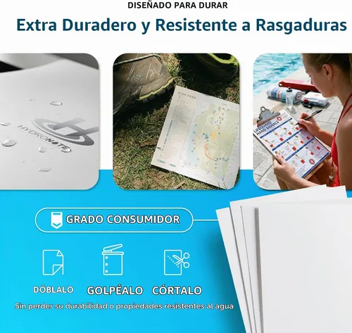 Vista 3 de TerraSlate Papel impermeable Hydronote - Papel de copia multiusos de 54 libras de 8.5 x 11 pulgadas, 100 hojas, impresora de inyección de tinta