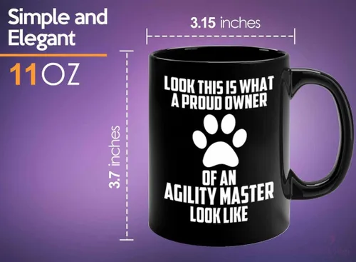 Vista 5 de Taza de café de entrenamiento para perros, 11 onzas, color negro, agility m*ster looks - Entrenador de perros, dueño de mascotas, caminante