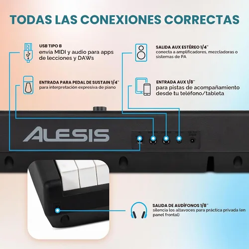 Vista 6 de Alesis Recital Pro - Piano digital de 88 teclas con peso y acción