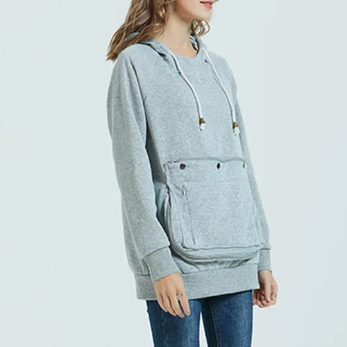 Vista 4 de Sudadera con capucha grande para mujer, con bolsillo grande, para gatos y perros