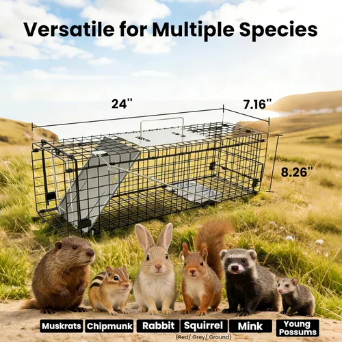 Vista 7 de APXL Squirrel Trap Heavy Duty Folding 24" Live Trap Animal Trap Rabbit Trap