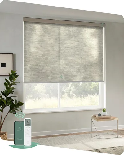 Vista 13 de Yoolax Persianas motorizadas con control remoto, persianas opacas remotas para ventanas, persianas enrollables automáticas inalámbricas persianas