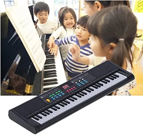 Vista 4 de Piano digital, multifuncional con micrófono, teclado eléctrico de 61 teclas para principiantes, estudiantes, práctica en casa, estudio de grabación