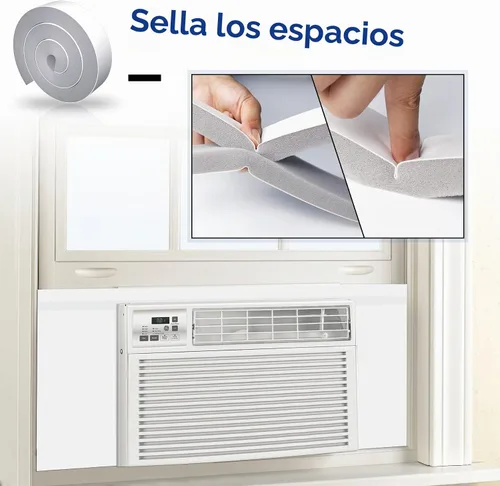 Vista 4 de Paneles de aislamiento envolvente de aire acondicionado de ventana, panel de espuma aislado lateral de CA blanca con tira de sellado superior