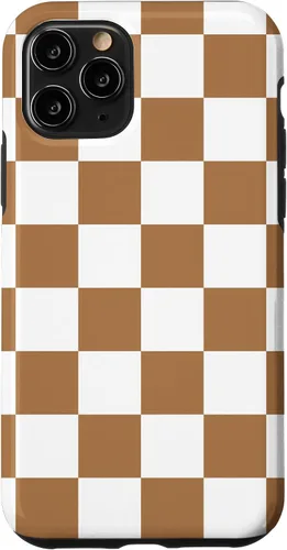 Vista 27 de iPhone 16 Checkered Checkerboard Indie Aesthetic Brown Coffee Beige Case