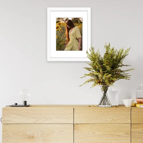 Vista 2 de Golden State Art, Juego de 2 marcos de madera blanca de 11 x 14 pulgadas con paspartú de cristal real para fotos de 8 x 10 pulgadas