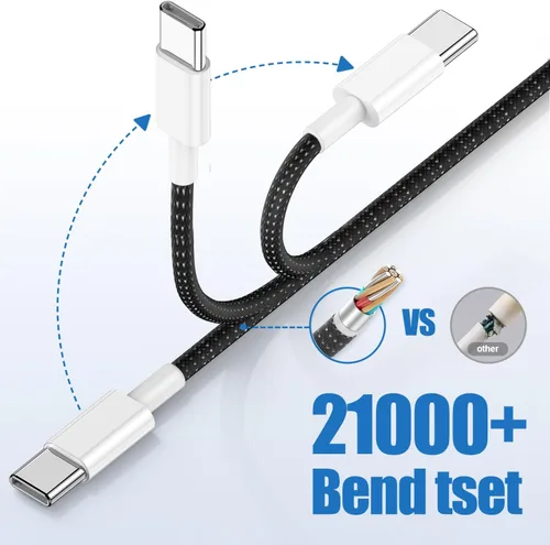 Vista 2 de Cable de carga USB C a C de 10 pies, 60W, tipo C a C, cable de carga rápido largo para Apple iPhone 17 Pro Max/17 Air/16 Pro Max/15 Plus, MacBook