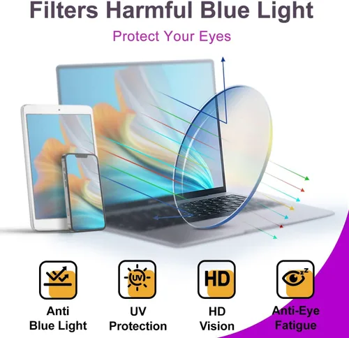 Vista 7 de VISOONE Oversized Cute Chunky Square Computer Glasses for Women Men BENNETT Blocking 99% Harmful Blue Light Anti Glare TR90 Lightweight Clear