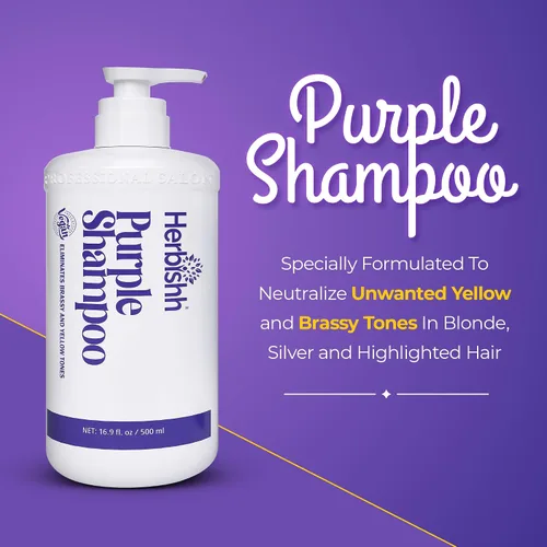 Vista 2 de Herbishh Champú morado para cabello rubio, cobrizo y plateado 16.9 fl oz