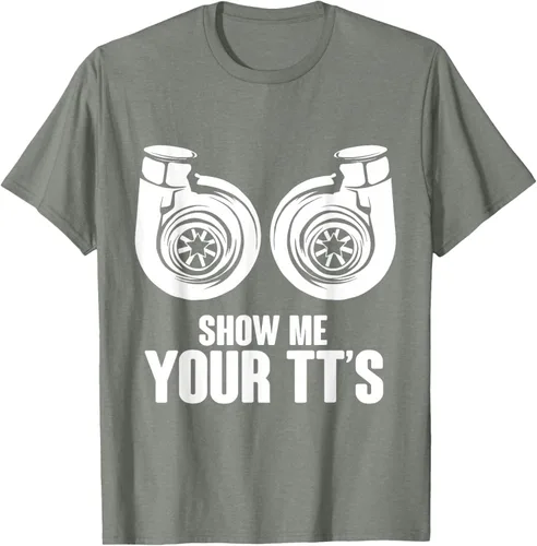 Vista 66 de Funny Show Me Your TT's Twin Turbo Car Racing Camiseta, Negro, S