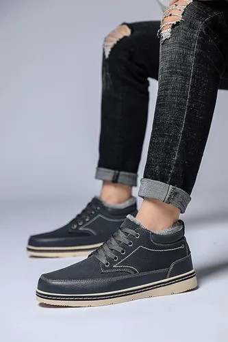 Vista 5 de CanLeg Botas de invierno para hombre, para nieve, clima frío, tobillo para exteriores, forro de piel, zapatos casuales