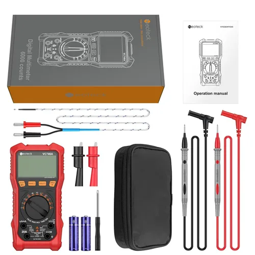 Vista 8 de Neoteck Multímetro digital TRMS de 6000Counts para 750VDC 1000VAC AC/DC Rojo