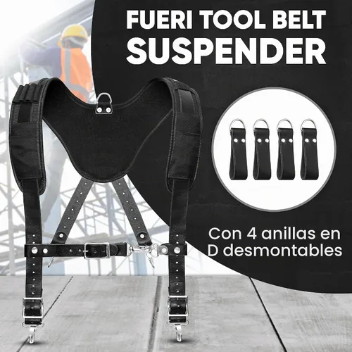 Vista 3 de FUERI Liguero de cinturón de herramientas con 4 bucles en D desmontables para cinturón de herramientas de construcción Liga de trabajo con clips