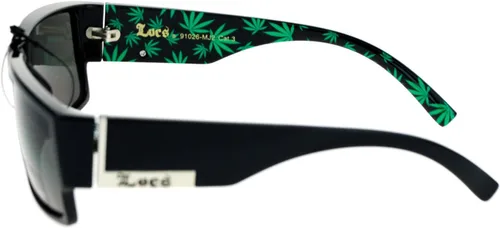 Vista 3 de Gafas de sol Locs para hombre, montura rectangular de gángster, estampado de marihuana, negroverde, Estampado De Marihuana NegroVerde