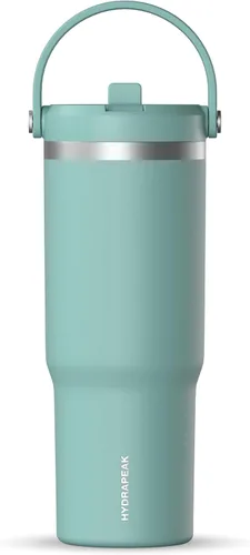 Vista 12 de Hydrapeak Nomad - Vaso de 32 onzas con asa y tapa con popote, a prueba de fugas, doble aislamiento, vaso de acero inoxidable de 32 onzas (almendra)
