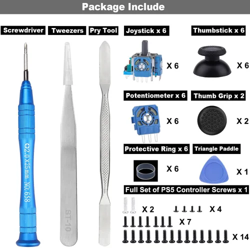 Vista 6 de IKPEK 6 Pack Analog 3D Joysticks Replacement for PS5 Controller, Joysticks Part with Repair Screwdriver Kit for Playstation 5 DualSense Controller