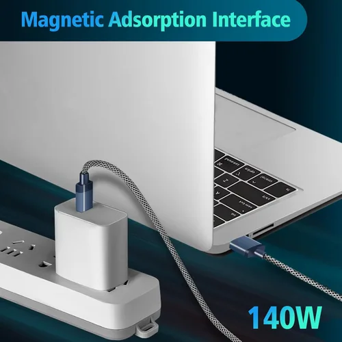 Vista 2 de Cable de carga rápida USB C a Mag 3 de 140 W, 6.6 pies, compatible con MacBook Air 2022 M2, MacBook Pro 2021 M1 Pro y Max Chip de 14 pulgadas y 16