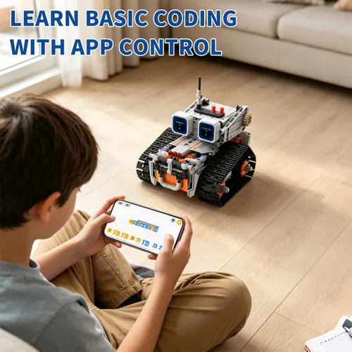 Vista 4 de WINGIFT Kit de construcción de robot STEM para niños, control remoto 5 en 1 y juego controlado por aplicación, juegos de construcción STEM, robot