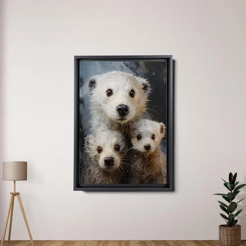 Vista 4 de Fox Mother Cub Print, In The Style Of Stencil,Based, Ivory, Kids Wall Art, Kids Wall Art Display, Mom And Baby Animal Art Print, Canvas, Art Decor