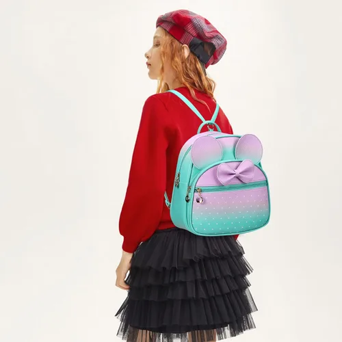 Vista 6 de KL928 Mini mochila para niñas con lazo y lunares, bolsa de hombro convertible para mujer