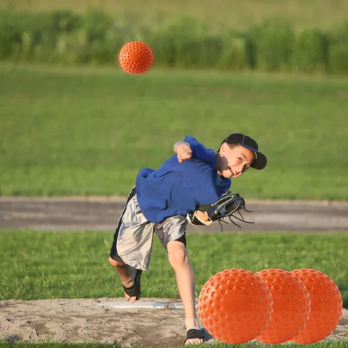 Vista 3 de Pelotas de béisbol 12 unidades de pelotas de béisbol con hoyuelos, máquina de lanzar pelotas de béisbol de 9 pulgadas para coordinación mano-ojo