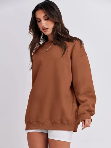 Vista 3 de ANRABESS Sudaderas de gran tamaño con capucha para mujer, cuello redondo, sin botones, ropa casual de otoño, ropa de preparación, adolescentes