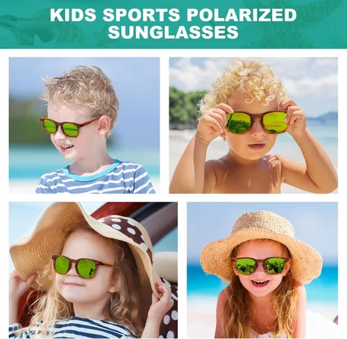 Vista 2 de Lentes de sol para niños, lentes de sol polarizados retro de los años 80 para niños y niñas, A Strip Demi, talla única