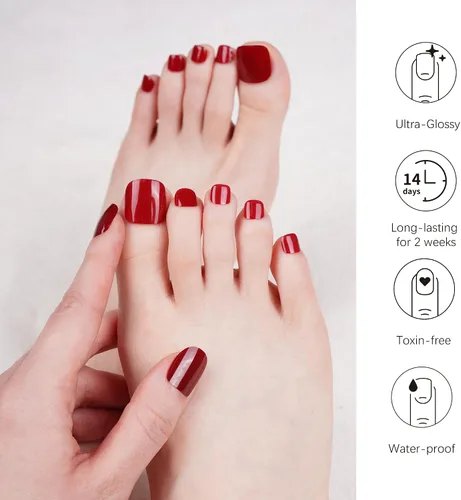 Vista 5 de DANNI & TONI Tiras de gel semicuradas para uñas de los pies, color burdeos (Garnet Gaze) Ojo de Gato, Calcomanías de uñas de gel Pedi Wraps 37