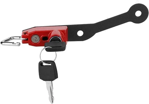 Vista 6 de Aramox Soporte antirrobo para casco, aleación de aluminio, rojo, cerradura de llave, Yamaha MT-07 FZ-07 FJ-07