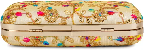 Vista 3 de LONGING TO BUY Embrague de caja de diseño hecho a mano para mujeres, embrague bordado Zari para mujeresembrague de mano para mujeres