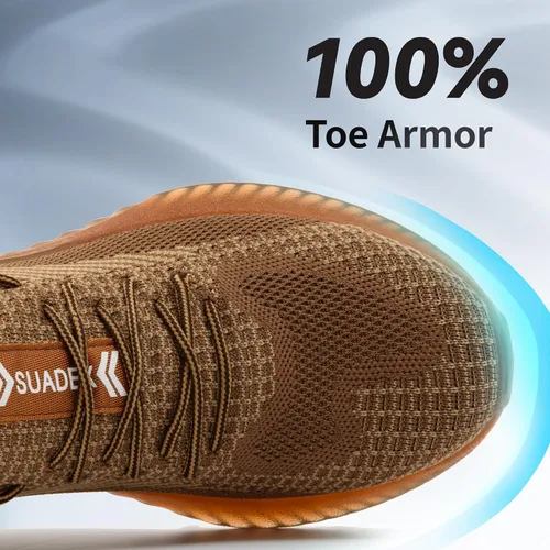 Vista 3 de SUADEX Zapatos con puntera de acero para hombres y mujeres, indestructibles, con puntera de acero, zapatillas ligeras de trabajo, seguridad, a