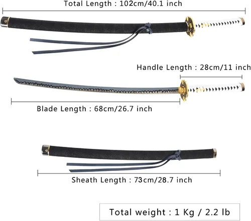 Vista 2 de Bowen Yamato - Espada katana de acero inoxidable de 41 pulgadas, forjada a mano, juego 1:1, espada de cosplay
