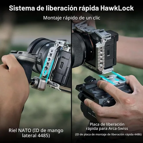 Vista 2 de Kit de Jaula de Cámara de Liberación Rápida SmallRig HawkLock para Sony A7C II/ A7CR con Empuñadura de Silicona Integrada, Jaula Completa de Acceso