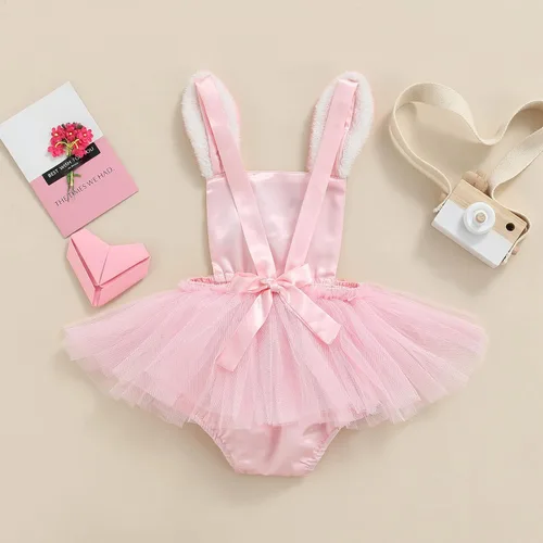 Vista 2 de Vestido de tutú de tul con lentejuelas y falda de conejo para bebé