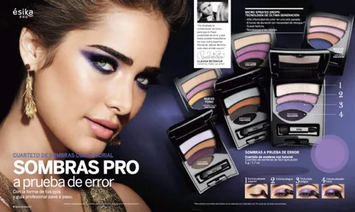 Vista 6 de Esika Pro Sombras HD 4 Sombras Paleta, Acabados Mate y Satén, Tutorial Incluido, Color: Plata Midnight