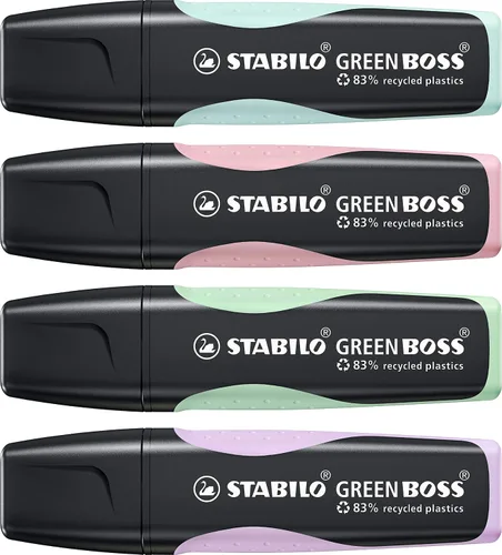 Vista 2 de Resaltador STABILO GREEN BOSS Pastel - Cartera de 4 colores surtidos