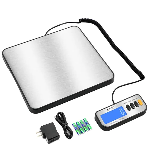 Vista 2 de Acteck A-CK65BS - Báscula postal digital de 65 libras x 0.1 oz, con baterías y adaptador de CA, color negro y plateado