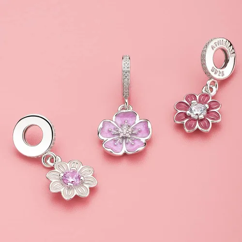 Vista 2 de Abalorios colgantes de plata de ley 925 de cristal de Murano para mujer, mariposa, abeja, mariquita, para pulseras