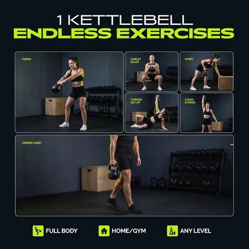 Vista 6 de Rage Fitness Single Piece Cast Iron Kettlebell, 8 to 24 kgs, Powder Coated