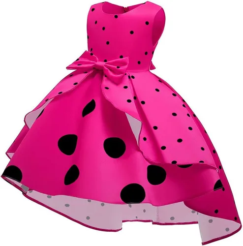 Vista 2 de Vestido de princesa sin mangas con estampado de lunares para niñas 5 años rosa intenso 2-3 años