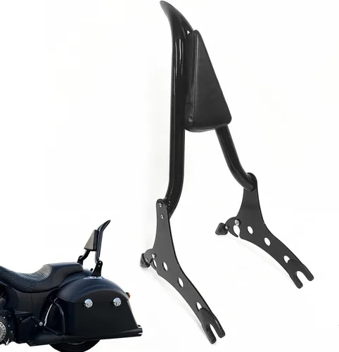 Vista 11 de Barra Sissy cromada de 29" con almohadilla trasera de respaldo para pasajero compatible con accesorios Indian Chieftain Roadmaster Springfield