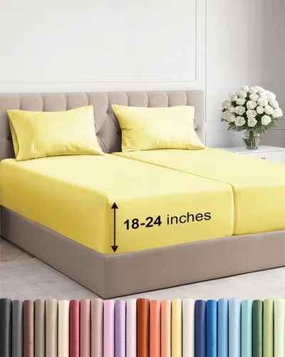 Vista 63 de Sábanas individuales de bolsillo extra profundo, sábanas transpirables y refrescantes de 3 piezas, juego de sábanas de lujo para hotel, suaves, sin