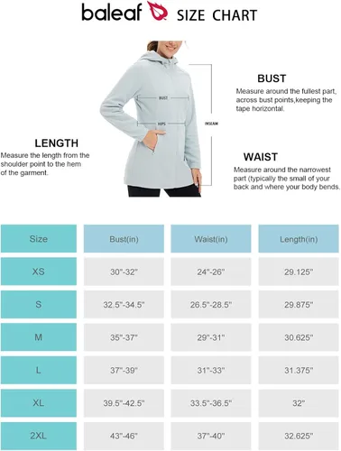 Vista 6 de BALEAF Chaqueta larga de forro polar con capucha y cremallera completa para mujer, abrigo de invierno suave y ligero