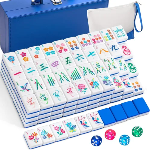 Vista 10 de Soulchen Juego de mahjong americano Sunset Blossom de 1.2 pulgadas, 168 Naranja