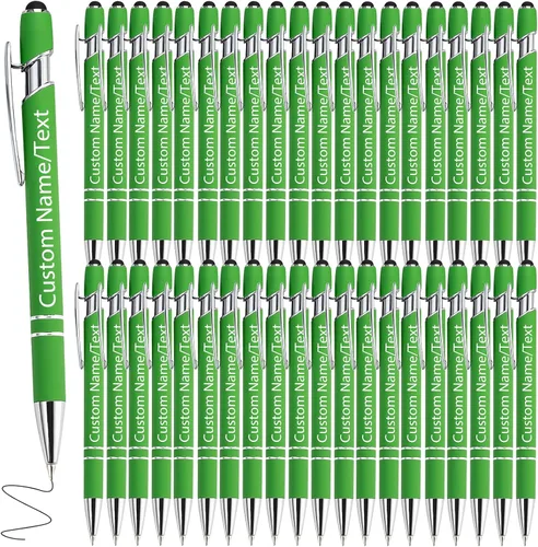 Vista 39 de Bolígrafos personalizados con nombre, paquete de 10 bolígrafos personalizados a granel, bolígrafo de tinta negra grabada con punta de lápiz óptico