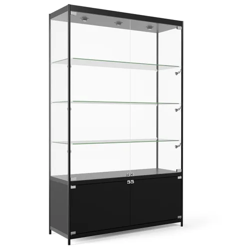 Vista 2 de Displays2go vitrina de cristal de 48", marco de aluminio negro