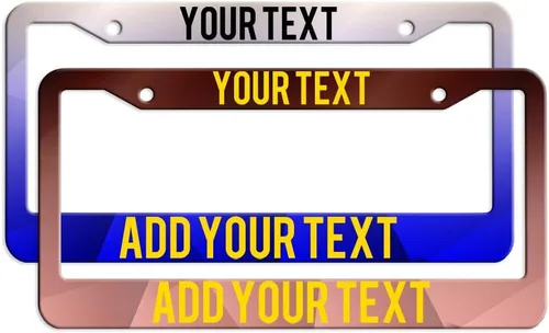 Vista 6 de Marco de matrícula con texto personalizado con patrón y color de tu elección, soporte personalizado para placa de matrícula, 2 agujeros, cubierta