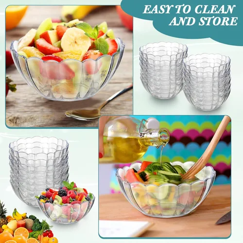 Vista 4 de Tanlade Paquete de 36 cuencos de plástico transparente para fiestas, cuencos de mezcla de ensaladas de acrílico, cuencos de 10 onzas para fiestas